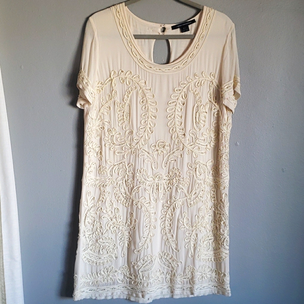 Ivory Beaded Shift Dress